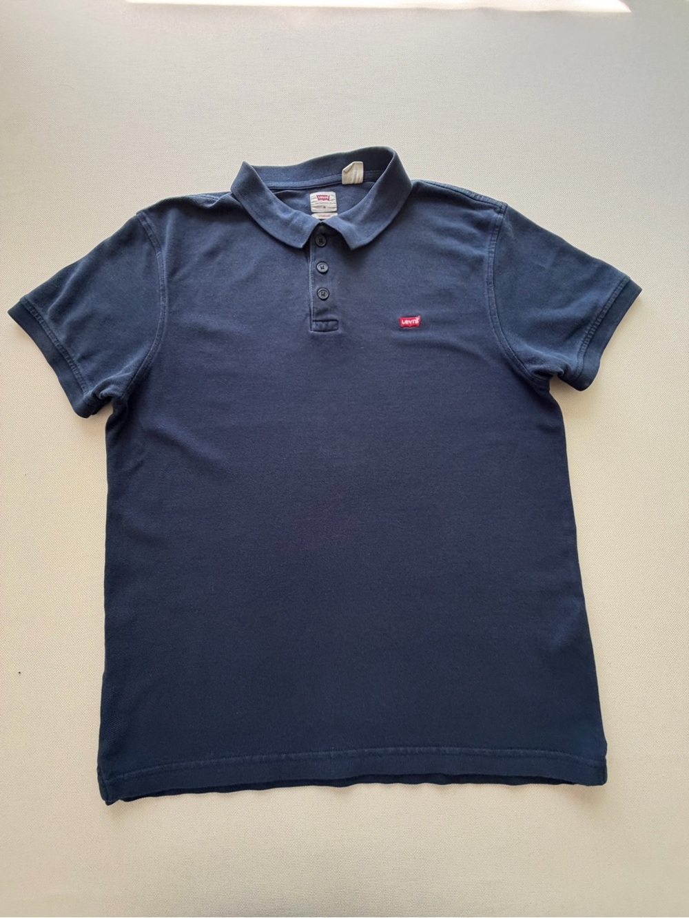 Levi's Men's Dark Blue Polo with Red Logo